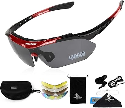 FREE SOLDIER Gafas Ciclismo Hombre Gafas tácticas Militares Gafas Motocross anti-UV400 Gafas de Sol polarizadas 5 en 1 para MTB Airsoft Correr, Pescar, Conducir, Deportes al Aire Libre