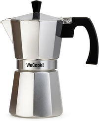 WECOOK! Paola Cafetera Italiana de Aluminio, Express, 6 Taza Café, Junta de Cierre de Silicona, Válvula de Seguridad, Vitrocerámica, Gas, Eléctrica