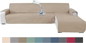 Ystyle Funda Sofa y Chaise Long 3 Plazas, Cubre Chaise Izquierdo Derecho, Impermeable, Funda para Sofa (255cm, Beige)