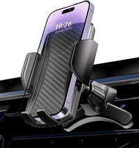 Hoppac Support Telephone Voiture Grille Aeration, Porte Téléphone Voiture, Accroche en Acier, 360° Rotation, Bouton de Libération, Socles Téléphone Portable Automobile pour Smartphone iPhone 4-7 in