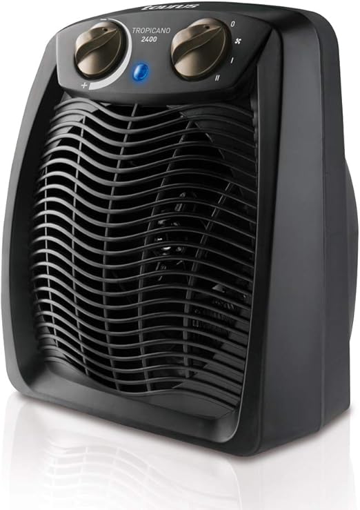 Taurus Tropicano 2400 Calefactor, termoventilador, 2 potencias de calor + ventilador, 2400W, asa de transporte, termostato ajustable, silencioso, diseño negro