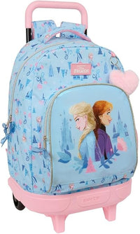 Safta Frozen Ice Magic - Mochila Grande con Ruedas, Compacta, Extraíble, Ideal para Niños de Diferentes Edades, Cómoda y Versátil, Calidad y Resistencia, 33x22x45 cm