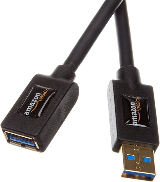 Amazon Basics Cable alargador USB-A 3.0 tipo macho a tipo A-hembra (3 m), Negro