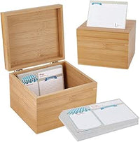 NBEADS Caja de madera para recetas, 50 tarjetas de recetas en blanco, almacenamiento de cocina en casa, 16,2 x 18,1 x 13,5 cm