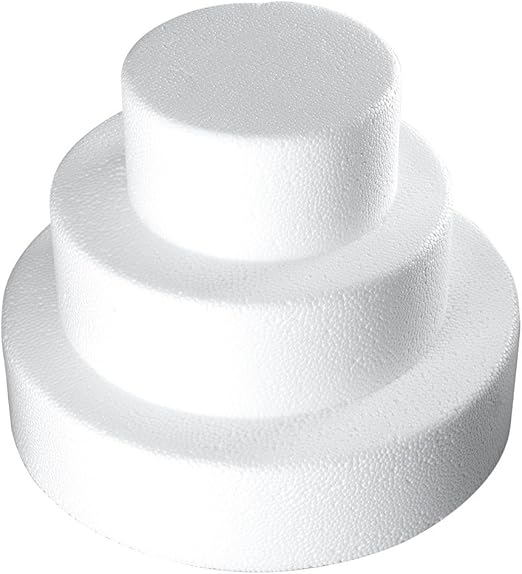 Ideen mit Herz Tarta de poliestireno con Forma Redonda | de 3 pedestales | maniquí de Tarta | Idea Creativa de Regalo | decoración | Pastel para Bodas, cumpleaños, Manualidades