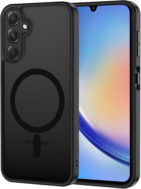 XTCASE Funda Magnética para Samsung Galaxy A55 5G, Cáscara Translúcido Mate Protección contra caídas de Grado Militar, A Prueba de Golpes y Resistente a arañazos Protectora, Negro