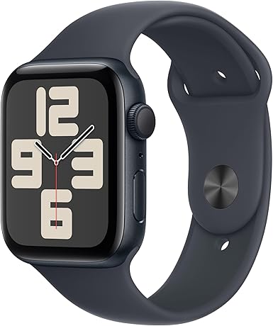 Apple Watch SE de 2.ª generación GPS Smartwatch con Caja de Aluminio en Medianoche de 44 mm y Correa Deportiva Medianoche - Talla M/L. Monitores de entreno y sueño y Resistencia al Agua