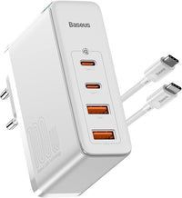 Baseus Cargador USB C múltiple de 100W, Fuente de alimentación USB C con GAN Tech, Puertos 2C + 2A Cargador rápido Universal para iPhone 12 Pro MAX / 12 Mini / 13 / Galaxy