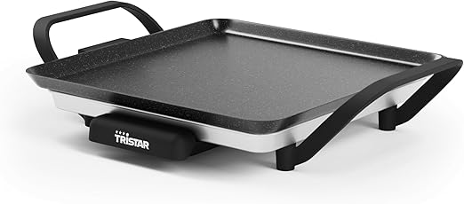 Tristar Griglia da tavolo slim S - Una superficie di cottura di 28 x 28 cm - Termostato regolabile - Rivestimento antiaderente - Vaschetta raccogli grasso removibile - Facile da pulire - BP-2666
