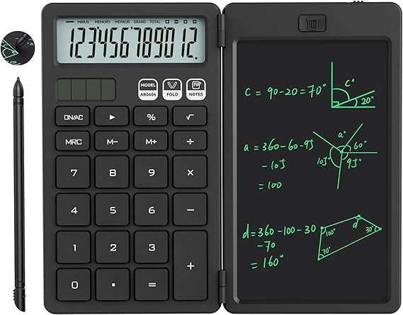 NEWYES Taschenrechner, 2-in-1 Rechner mit großer Tasten und 6,5 Zoll Schreibtafel Nicht Programmierbarer Tischenrechner, Ideal für Reisen, Büro, Schule usw