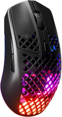 SteelSeries Aerox 3 Wireless Onyx - Raton Inalambrico Gaming - Diseño ultraligero resistente al agua - RGB - Sensor óptico TrueMove Air 18K DPI