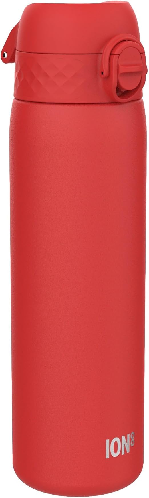 ION8 Botella Agua Inox Ligero, 600ml, Sin Aislamiento, a Prueba de Fugas, Fácil de Abrir, Cerradura Segura, Aptas para Lavavajillas, Fácil de Limpiar, Resistente a Rayones, Rojo
