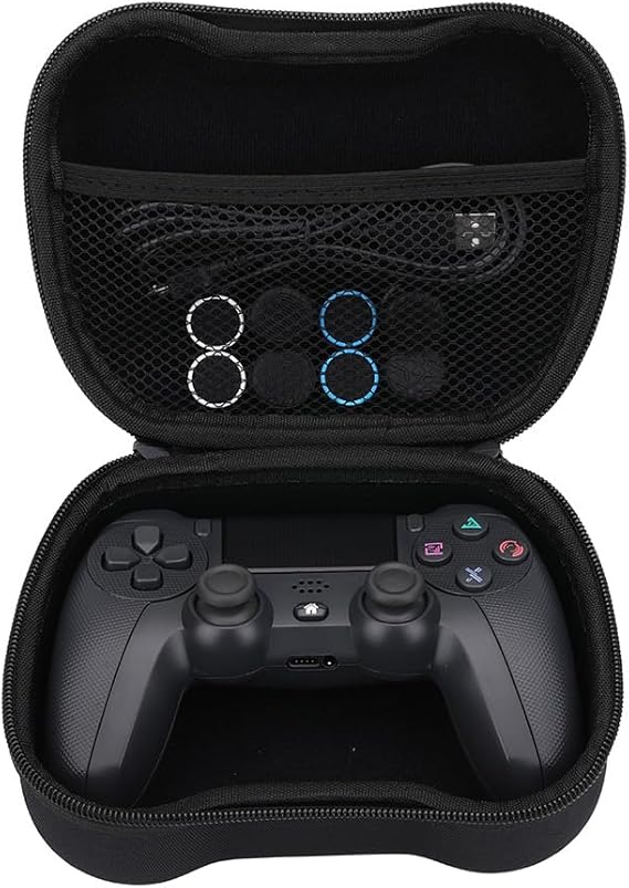 Pack Mando NK para PS4 / PS3 / PC/Móvil Inalámbrico - Wireless Controller, 2-Shock, 6 ejes, Panel Táctil, Entrada Auriculares, Cable de Carga, 8 x Joystick Grips, Funda para mando - Negro