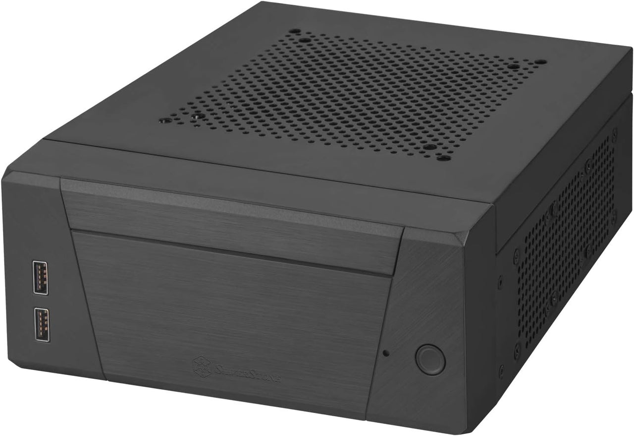 Silverstone SST-ML10B - Carcasa de Ordenador silenciosa Milo Slim HTPC Mini-ITX, diseño Modular, Incluye Placa de Soporte VESA, Negro