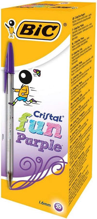 Thumbnail for BIC Cristal Fun bolígrafos Punta Ancha (1,6 mm) – Morado, Caja de 20 unidades