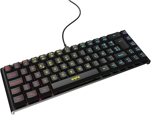 Energy Sistem Gaming Keyboard ESG K4 KOMPACT-RGB Teclado Gamer (69 Teclas, Luces RGB, Cable extraíble, Membrana) - Negro