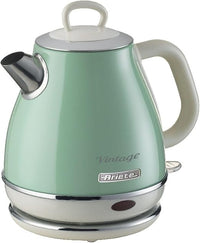 Ariete 2868/04 Hervidor 1 litro vintage, 2000 W, boquilla precisión, base 360º, resistencia oculta, indicador nivel agua, filtro metal, indicador encendido apagado, color verde