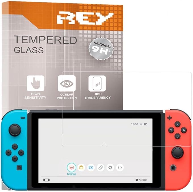 REY Protector de Pantalla para Nintendo Switch, Cristal Vidrio Templado Premium
