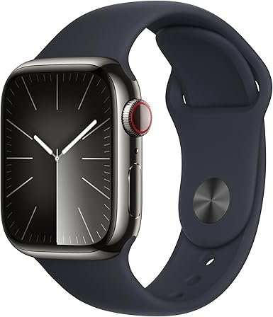 Apple Watch Series 9 (GPS + Cellular) - Caja de Acero Inoxidable en Oro de 41 mm - Correa Deportiva Color Arcilla - Talla S/M