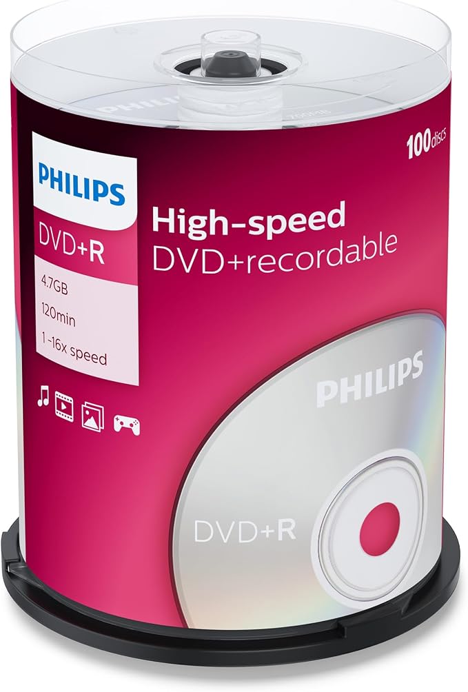 Philips Dvd + R De 4,7 Gb / 120 Min / 16X Tarrina (100 Disc)