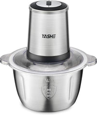 YASHE Picadora Eléctrica 500W, Procesador de Alimentos Eléctrico con Bol de Acero Inoxidable de 1,8L, Picadora de Carne con 4 Cuchillas Dobles, 2 Velocidades