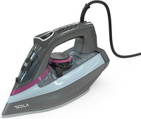 Tesla Plancha IR400GP, 3100W, Depósito 380ml, Suela Cerámica Antiadherente, Tecnología Antigoteo, Gris