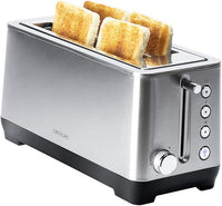 Cecotec Tostadora BigToast Extra Double. 1600 W, 2 Ranuras Largas Extra Anchas, Acero Inoxidable, 4 Funciones preconfiguradas, 6 Niveles de Potencia, Varillas Superiores para Calentar
