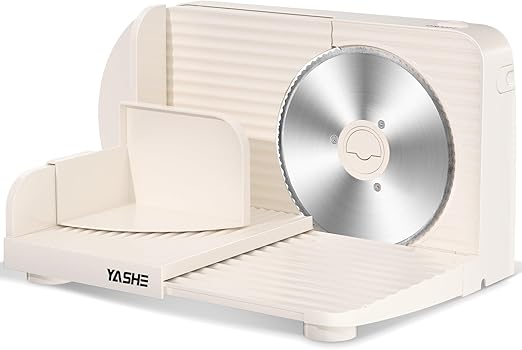 YASHE Cortadora De Fiambre Plegable, Cortafiambres Eléctrico 180W Con Hoja Dentada De 17 Cm, Grosor Ajustable 0–15 Mm, Fácil De Limpiar Y Diseño Seguro Para Carne, Queso, Pan, Verduras