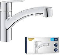 GROHE Start QuickFix, Grifo de cocina (caño bajo extraíble, giro de 90º, menor consumo de agua, sistema de instalación rápida), cromo, 30531001