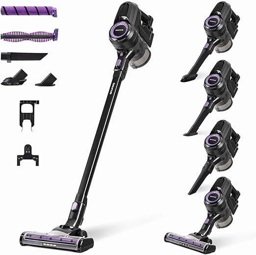 Taurus - Aspirador escoba HS-2900, 3-in-1: escoba eléctrica, de mano y vertical, Autonomía 50 min, Filtro EPA, Modo Eco y Turbo, Zapata con 2 cepillos intercambiables, Set accesorios, Negro