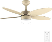 Cecotec Ventilador de Techo con Luz EnergySilence Aero 4260 Full SunLight de 40 W con motor DC y 42” con luz LED, Mando a distancia, Temporizador, 6 Velocidades y 5 Aspas Reversibles