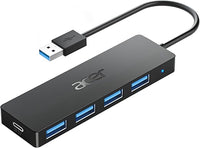 acer Hub USB 3.0, Adaptador USB Ultra Delgado de 4 Puertos, Divisor USB multipuerto con alimentación USB-A 5V3A, Extensor USB Compatible con Laptop Acer y PC, 20 cm