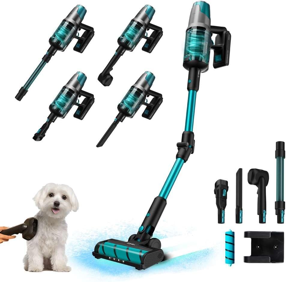 Cecotec Aspiradora sin Cable Escoba Vertical Conga Rockstar 7500 Astral Flex Animal. 3 en 1, 680W, 30 kPa, Autonomía 90mins, Cepillo Jaliscazo, 250 AW de Potencia, Tubo Flexible y Accesorio Animales