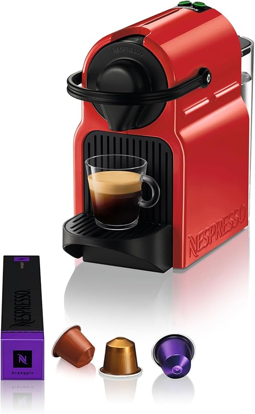 Nespresso Krups Inissia XN1005 - Cafetera monodosis de cápsulas Nespresso, 19 bares, apagado automático, color rojo