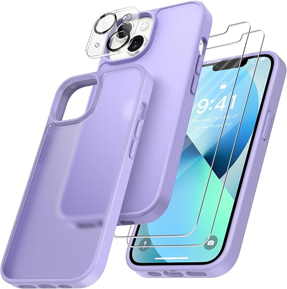 FLLAO 4 en 1 Funda para iPhone 13 6.1", Violeta Claro