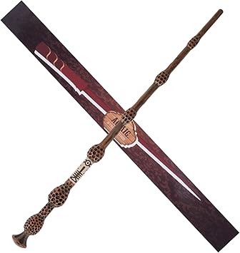 Aomig Varita Magica, Varita Mago de 31cm, Varita de Sauco de Regalo Original Hombre y Mujer, Accesorios Disfraz Mago College Cosplay Halloween Regalo Niño y Adulto, Patrón de Agujeros