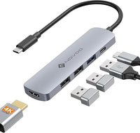 NOVOO USB C Hub con 4K HDMI, 100W PD, 3 Puertos de Datos USB A Base USB C de 5 Gbps Adaptador multipuerto para iPhone 15/15 Pro, MacBook Pro/Air M1/M2, iPad Pro, Surface, XPS, Thinkpad, Galaxy y más