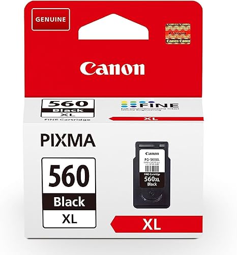 Cartucho de Tinta Negra de Alto Rendimiento Canon PG-560XL Original - Imprime hasta 400 Páginas A4 (1 Cartucho) - Compatible con Impresoras Canon PIXMA