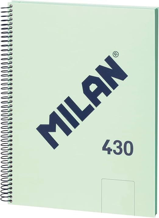 MILAN® Cuaderno A4 con espiral y tapa dura, 80 hojas blancas de 95 gr/m², colección 430 since 1918, verde