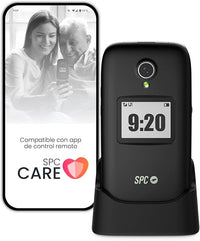 SPC Polaris - Teléfono 4G para Mayores con Teclas Grandes y botón SOS | Compatible con App gestión remota SPC Care (iOS & Android), localización GPS y alertas de Seguridad | Negro