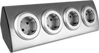 Miratic Enchufe Encimera Cocina de INOX Enchufe Multiple con Fijación por Velcro Regleta Enchufes Enchufes de Esquina Schuko Ideal para Instalar en Cocina y Oficina