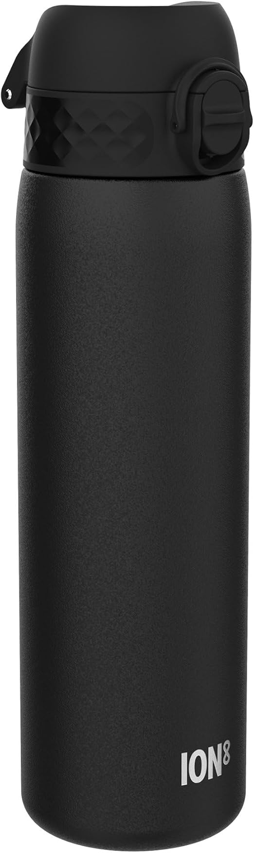 ION8 Botella Agua Inox Ligero, 600ml, Sin Aislamiento, a Prueba de Fugas, Fácil de Abrir, Cerradura Segura, Aptas para Lavavajillas, Fácil de Limpiar, Resistente a Rayones, Negro