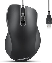 Perixx PERIMICE-221U Ratón USB ergonómico con Cable - Óptico con 1200 dpi - Cable de 1,5 Metros - Negro