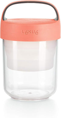 Lékué Recipiente/Jarra Hermético Para Transportar Alimentos, desayuno, comida, merienda, Jar to go color Coral, 400 ml