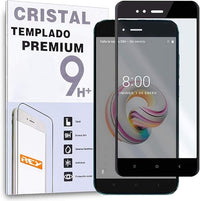 REY - Protector de Pantalla Curvo para XIAOMI MI A1 - MIA1 - MI5X - MI 5X, Negro, Cristal Vidrio Templado Premium, 3D / 4D / 5D