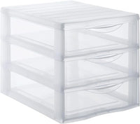 SUNDIS Orgamix, cassettiera plastica, 3 cassetti A4 Trasparenti, Altezza 25,5 cm, impilabile, Ideale per l'archiviazione in Ufficio, lezioni, Documenti, Materiale di consumo