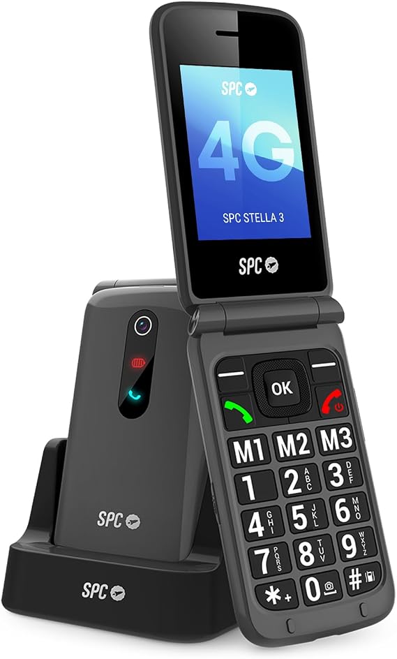SPC Stella 3 - Teléfono móvil para Mayores, 4G, Teclas Grandes, Negro