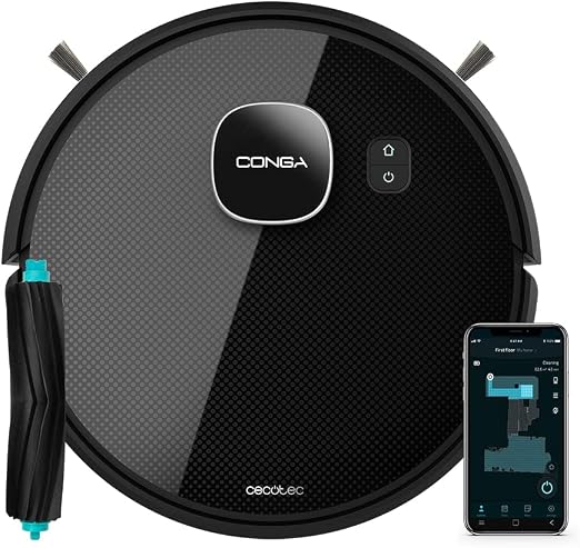 Cecotec Robot Aspirador y Friegasuelos Conga Eternal Pet Vital. Mapeo Láser, 110 min de Autonomía, Potencia Succión 3000 Pa, 3 Niveles, Cepillo de Silicona, 10 Modos, App