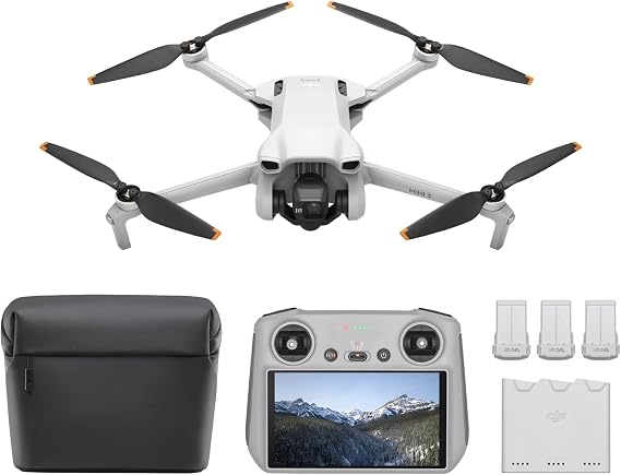 DJI Pack Mini 3 Vuela Más (RC) – Dron Mini con cámara ligero y plegable con vídeo 4K HDR, 38 min de tiempo de vuelo, Grabación vertical y funciones inteligentes, Color Gris, C0