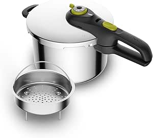 Tefal Secure 5 Neo - Olla a presión de 6L + Cestillo, Ahorro energético hasta 50%, cocción a presión, 2 programas, sistema seguridad 5 puntos, apto todas cocinas, apto lavavajillas